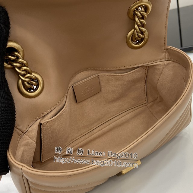 Gucci專櫃古馳最新款Marmont系列絎縫迷你手袋原廠皮鏈條女士挎包 jh2204型號：446744